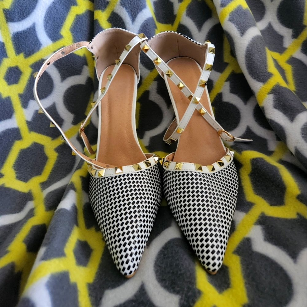 Black and white heels